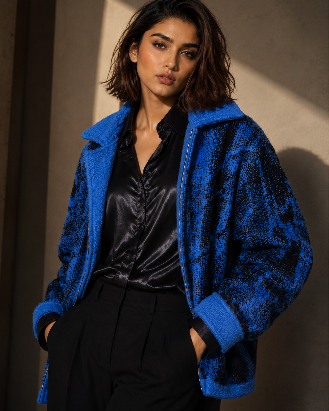 Blue patterned jacket