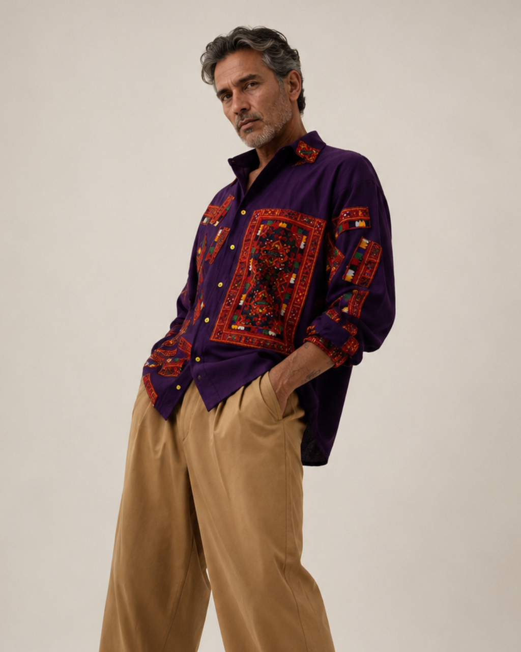 Blue Patchwork Shirt