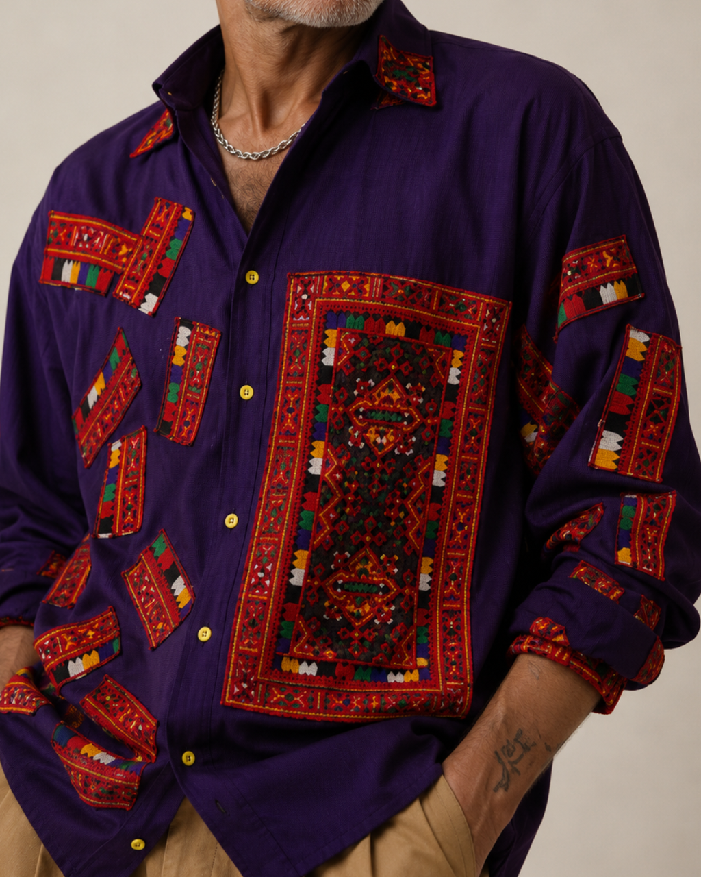 Blue Patchwork Shirt